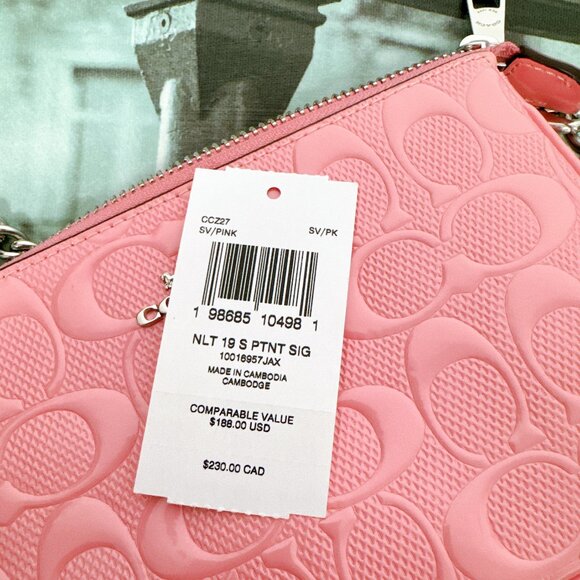 Coach CC227 Nolita 19 In Signature Leather With Heart Charm IN Pink - Picture 7 of 7